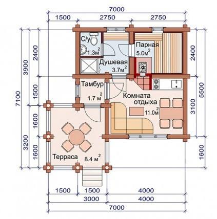 Проекты одноэтажных бань Проекты одноэтажных бань