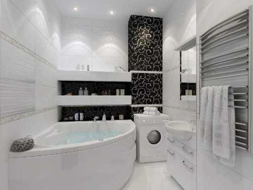 Ванная комната в чёрно-белых тонах