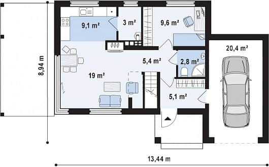 Проект дома с гаражом под одной крышей Проект дома с гаражом под одной крышей