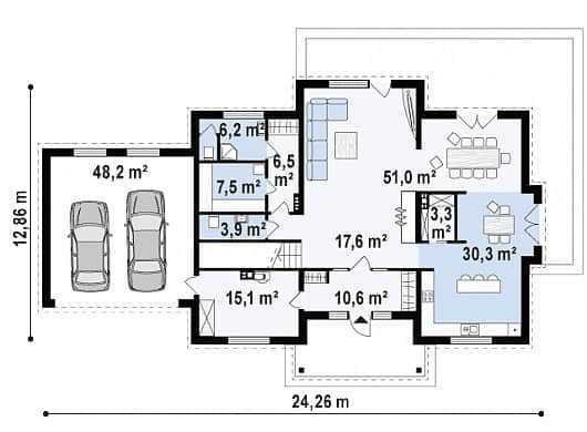 Проект дома с гаражом под одной крышей Проект дома с гаражом под одной крышей